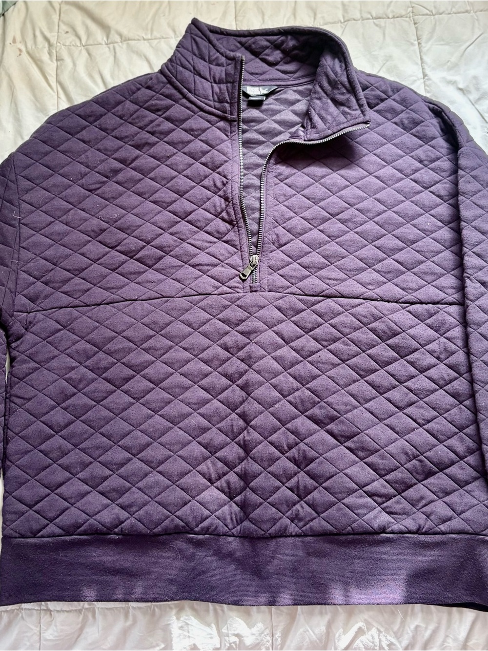 Women’s Quilted Half-Zip Sweater Pullover - Purple